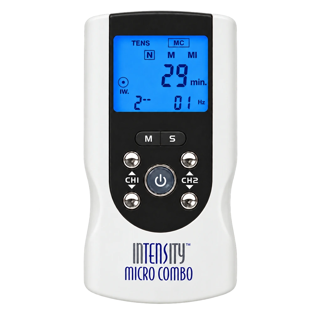 Close-up of the InTENSity Micro Combo TENS and Microcurrent controller